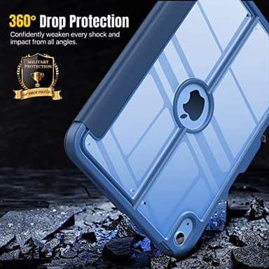 MoKo for iPad 11-inch (A16) 11th Generation Case 2025/ iPad 10th Generation Case with Pencil Holder 2022 10.9 inch, Built-in Screen Protector Clear Back, Multi Angle Viewing Stand, Navy Blue - Image 6