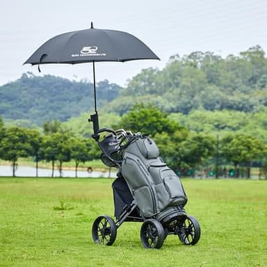 FLAGTAG Golf Push Cart 4 Wheels,Folding Golf Cart, Golf Pull cart with Cup Holder,Umbrella Holder,Cooler Bag, Foldable with one-Click,Handle Height Adjustable,Drink Holder,Walking Push cart - Image 8
