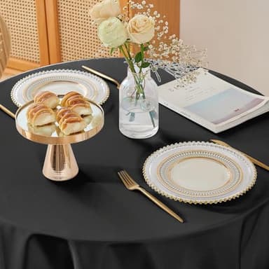 Easy-Going 6 Pack Black Tablecloths 120 Inch-Round for 8 Ft Round Table, Washable Polyester Waterproof Stain Resistant Table Cloth, Decorative Table Cover for Kitchen, Dining Tables, Events - Image 7