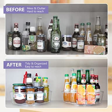 GUZON 4 Pack Lazy Susan Organizer for Cabinet, Upgraded 11.5" Clear Turntable Organizer with Handles and Raised Edge, Pantry Organizers and Storage for Kitchen, Refrigerator, Bathroom, Table - Image 5