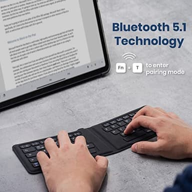 Perixx PERIBOARD-805E US, Wireless Foldable Ergonomic Bluetooth Keyboard, Ultra-Thin X Type Keys, Compatible with iOS, Android, or Windows Smartphone, Tablet, or Laptops, US English - Image 3