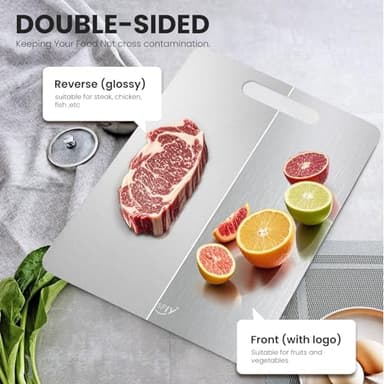 3 Pack Titanium Cutting Board - 100% Pure Titanium Cutting Boards For Kitche,Easy to clean, Double-sided food-grade Cutting Board For Meats, Fruits And Vegetables (M+L+XL) - Image 4