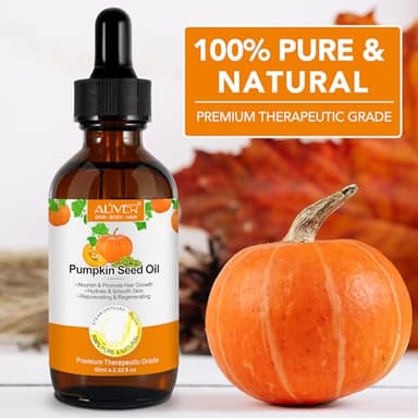Pumpkin Seed Oil 2.02Fl Oz, Pure Cold Pressed Pumpkin Seed Oil for Dry Damaged Hair Growth, Moisturizing Scalp, Nourishment for All Hair Types - Image 2