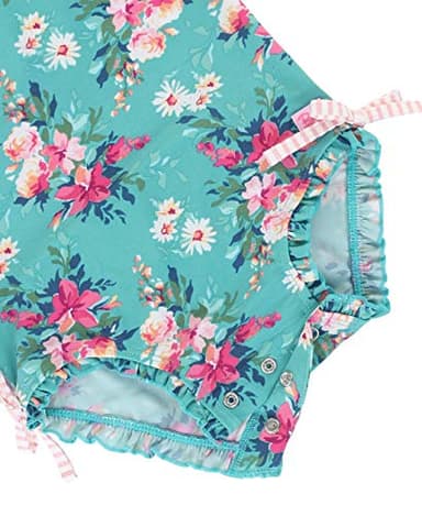 RuffleButts Baby Girls UPF 50+ Sun Protection Floral Printed Long Sleeve One Piece Rash Guard Swimsuit with Zipper - Fancy Me Floral, 3T - Image 6