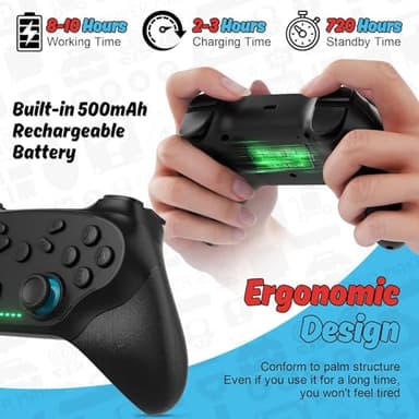 Wireless for Nintendo Switch Controller, for Switch 2/1 Lite/OLED/PC/Android/IOS, for Switch Controllers with, Dual Vibration, Screenshot Function, Bluetooth, Turbo Function 2 Pack - Image 6