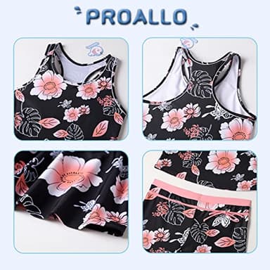 PROALLO Girls Bathing Suits Two Piece Vest Style Swimsuit with Boyshort Tankini Swimwear Butterfly - Image 3
