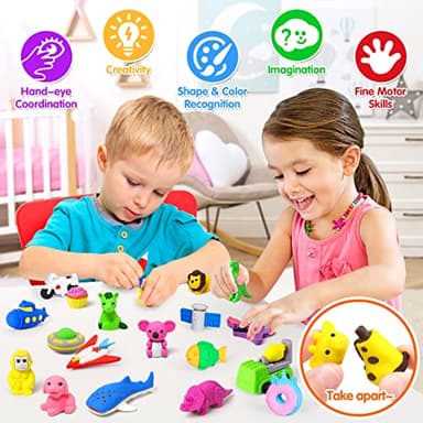 70 Pack Animal Erasers for Kids Bulk Desk Pets Classroom Prizes Treasure Box Toys for Classroom Supplies, 3D Puzzle Mini Erasers Pencil Eraser Back to School Supplies for Kids Party Favors (Random) - Image 5