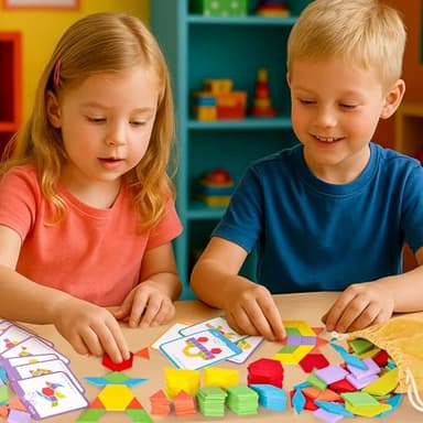 LovesTown 209 PCS Shapes Wooden Pattern Blocks for Kids,Geometric with Activity Cards and Storage Bag, Educational Tangram Puzzles,Great Learning Gift from Parents or Teachers - Image 2