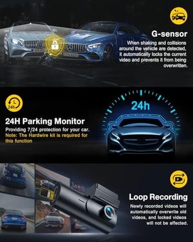 GKU Dash Cam Front and Rear Camera,4K+1080P, 5.8GHz WiFi & GPS Dash Camera for Cars,with 64G SDcard,1.47" Display Dashcam, 24HParking Mode,App Control,Super Night Vision,WDR,Support Max 256GB - Image 7