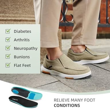 OrthoComfoot Orthopedic Durable Shoes for Mens, Comfortable Plantar Fasciitis Loafers for Ball of Foot Pain, Diabetic Supportive Slip-On for Lower Back Khaki Size 11.5 - Image 4