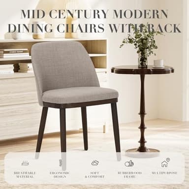 COLAMY Upholstered Dining Chairs Set of 6, Modern Kitchen Chairs with Back, Fabric Side Dining Room Chairs with Wood Legs for Kitchen Dining Room Restaurant, Camel - Image 4