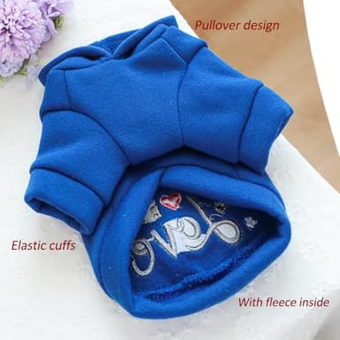 ANIAC Happy Dog Hoodies Fall Puppy Clothes for Small Dog Girl Boy Hooded Dog Sweatshirt Winter Cat Clothes Warm Pet Sweater Cold Weather Coat for Kitten Chihuahua Yorkie (Blue, X-Large) - Image 3