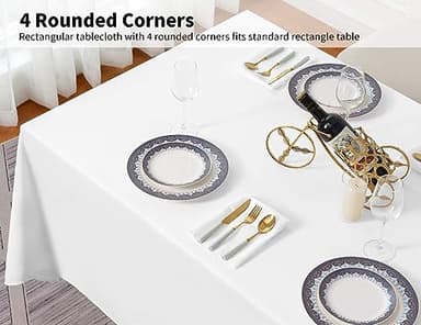 Surmente 5 Pack White Rectangle Tablecloth 90 x 156-inch Rectangular Polyester Table Cloth for Weddings, Banquets, or Restaurants - Image 7