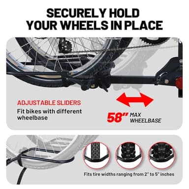 Young 200 lbs. 2 Bike Rack Hitch Mount Platform Style for Cars Trucks SUVs Minivans, fits MTB Gravel Road Bike with Up to 5-inch Fat Tire Carrier Rack - 2" Hitch Receiver - Image 3