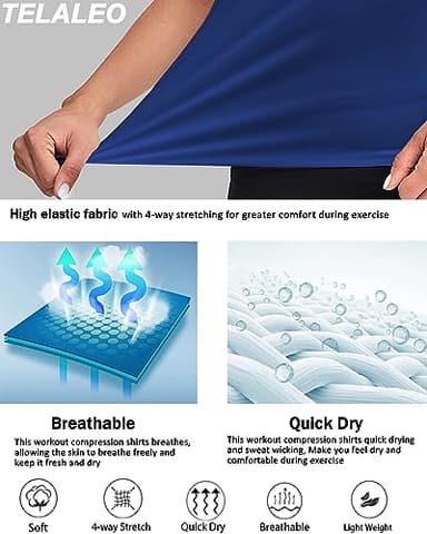 TELALEO 4 Pack Women's Compression Shirt Long Sleeve Performance Workout Baselayer Athletic Top Sports Gear-Black/Grey/White/Blue Large/02 - Image 4