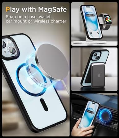SUCGLES for iPhone 15 Case with MagSafe [Ultra Strong Magnetic] [12FT Military Drop Protection] [Shockproof Bumper] Slim Thin Mag Safe Phone Cover 6.1" for Apple iPhone15 (Black) - Image 4