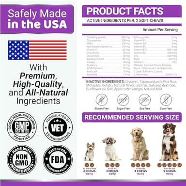 Dog Multivitamin Chewable with Glucosamine - Dog Vitamins and Supplements - 170 Treats - Senior & Puppy Multivitamin for Dogs - Hip & Joint Support - Immune Health, Skin, Heart, Digestion, Probiotics - Image 6