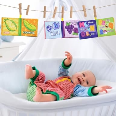JOYIN 12 Pcs Bath Books, Nontoxic Fabric Soft Crinkly Cloth Books, Waterproof, Bathtub Pool and Early Education First Toys for Infant Newborn Baby Toddlers Kids Birthday Gifts - Image 6
