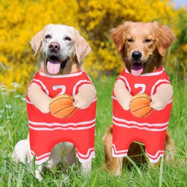 Creative.C Dog Basketball Player Costume with Ball, Red, Large - Image 6