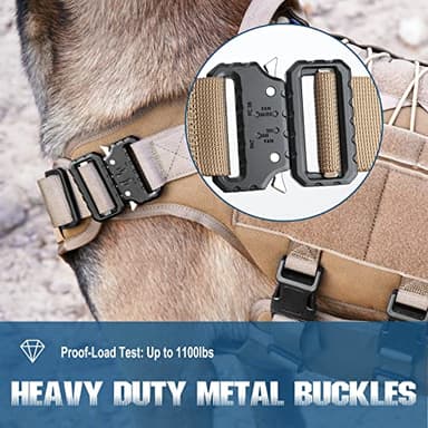 PETNANNY Tactical Service Dog Vest - No-Pull Emotional Support Harness with Hook & Loop Patches & Molle System for Training & Hunting (Khaki, Small) - Image 4