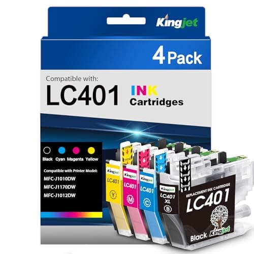 LC401 Ink Cartridges Replacement for Brother Printer Ink LC401 LC 401 Compatible with LC401 Ink Cartridges for Brother Printer MFC-J1010DW MFC-J1170DW MFC-J1012DW, 4PK（Black/Cyan/Magenta/Yellow - Image 1