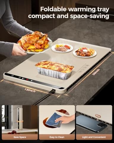 Warming Mat for Food,Food Warming Mat,Electric Warming Tray for Buffets Party and Home Daily Use,Heating Fastly in 10s,Portable Design,Timed Function for Your Family. - Image 3