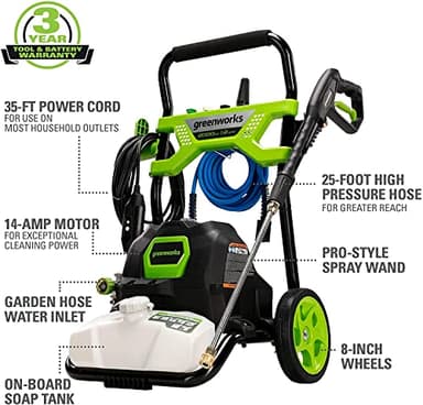 Greenworks 2000 PSI 1.2 GPM Pressure Washer (Open Frame GPW2003) GPW2003 - Image 2