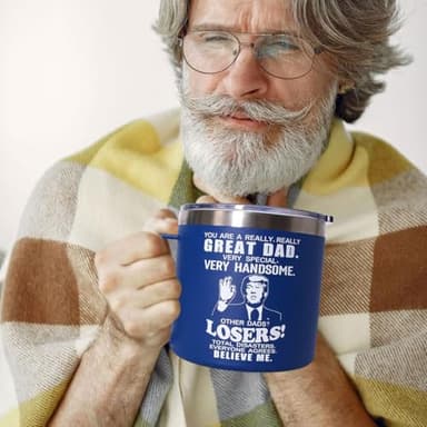 Fathers Day Dad Gifts from Daughter Son,Birthday Gifts for Dad,Stepdad,Father-in Law,Daddy - Gift for Men Papa Grandpa Uncle -14 oz Blue Tumbler Mug - Image 4