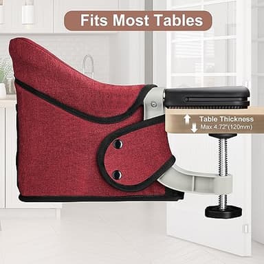 Hook On Chair,Clip on High Chair, Fold-Flat Storage Portable Baby Feeding Seat, High Load Design, Attach to Fast Table Chair Removable Seat for Home and Travel(Red) - Image 8