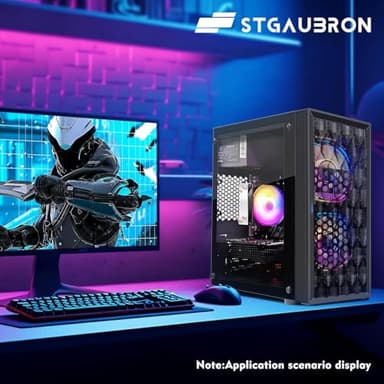 STGAubron Gaming PC Computer Desktop, AMD Ryzen 5 5500 up to 4.2GHz, GeForce RTX 3050 6G, 16G DDR4, 512G SSD, WiFi 6 5G & BT 5.2, RGB Fan x2, Windows 11 Home - Image 4