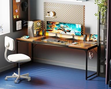 Coleshome 71 Inch Computer Desk, Modern Simple Style Desk for Home Office, Study Student Writing Desk, Vintage and Black - Image 6
