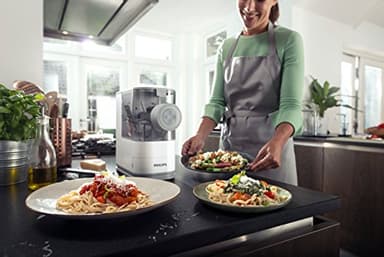 Philips Kitchen Appliances Compact Pasta and Noodle Maker, Viva Collection, Comes with 3 Default Classic Pasta Shaping Discs, Fully Automatic, Recipe Book, Small, White (HR2370/05) - Image 10