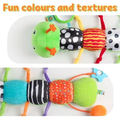LIGHTDESIRE Baby Toys Musical Caterpillar,Infant Toys Stuffed Animals with Ruler Design,Mirror,Pull String&Ring Bell,Baby Teething Toy for Tummy Time Toy Newborn Boy Girl 3 6 12 Months(Grass Green) - Image 6