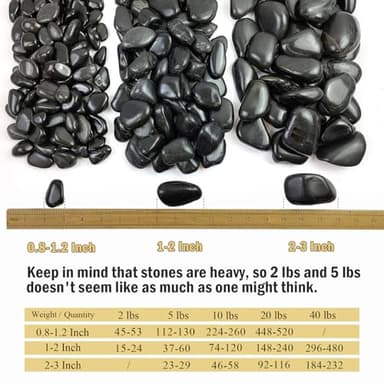 FANTIAN 40 lbs Black River Rocks for Landscaping, 2-3 inch Pebbles for Indoor Plants, Large Decorative Stones for Planters Aquarium Fish Tank and Garden Rocks - Image 3