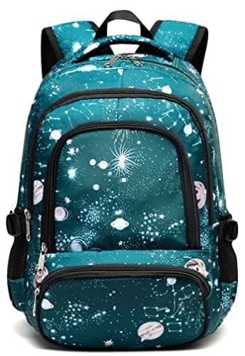 BLUEFAIRY Kids Backpack for Boys Girls School Bookbags for Elementary Primary Middle School Bags Book Bags for Teens Adolescentes Back to School Gifts Mochilas Escolares para Niñas Galaxy Cyan - Image 1