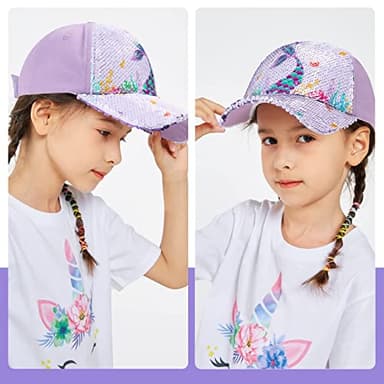 Baby Girls Baseball Cap Toddlers Baseball Hat Baby Girls Snapback Cap Adjustable Trucker Cap for Kids Ages 4-8 Years Girls Cute Visor Hat with Mermaid - Image 6