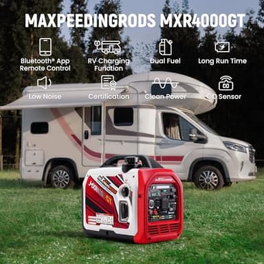maXpeedingrods 4000 Watt Dual Fuel Inverter Generator with Bluetooth® Control Start and Display, RV Ready, Electric Start, Quiet for Outdoor Camping, Home Backup, Garden，PGMA Compliant - Image 7