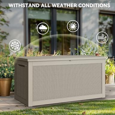 YITAHOME 260 Gallon XXL Large Deck Box, Outdoor Resin Storage Box, Lockable Storage Container for Patio Cushions, Furniture, Garden Tools, Water Resistant (Brown) - Image 3
