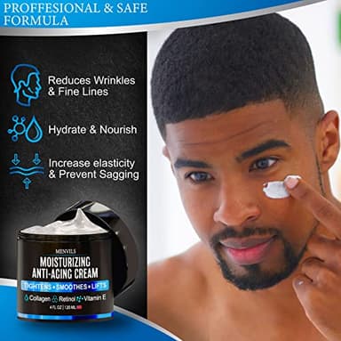 Mens Face Moisturizer Cream - Anti Aging & Wrinkle for Men with Collagen, Retinol, Vitamins E, Jojoba Oil - Face Lotion - Age Facial Skin Care - Eye Wrinkle - Day & Night - 4 oz - Image 4