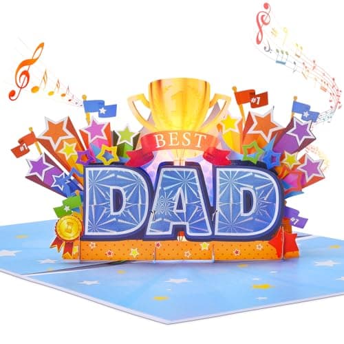 VIVIKEN Pop Up Father’s Day Card for Dad, LIGHTS & MUSIC 3D Happy Fathers Day Card from Son Daughter Wife, Best Dad Award Greeting Gift Cards for Husband Stepfather with Envelope - Image 1