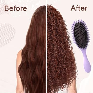 Curly Defining Brush, Curly Hair Styling Brushes Detangler Soft Bristle Hair Brush 1-Pack (Purple) - Image 5