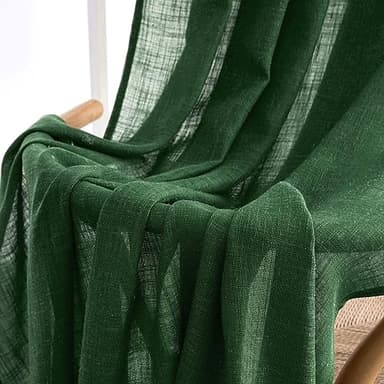 MIULEE Emerald Green Linen Curtains 72 Inch Length for Bedroom Living Room, Soft Thick Linen Textured Window Drapes Semi Sheer Light Filtering Back Tab Rod Pocket Burlap Look Christmas Decor, 2 Panels - Image 6