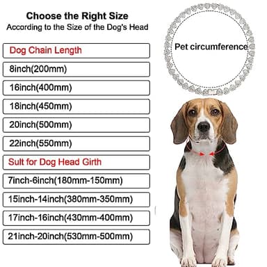 Glitter Metal Cuban Diamond Dog Chain Dog Training Chain with Secure Buckle Heart-Shaped Pet Collars for Large Medium Dogs - Image 5