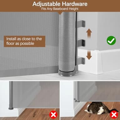 48" Extra Tall Retractable Baby Gates 72" Wide Retractable Pet Gate - No Jump, Indoor Long Dog Gate Mesh Baby Gate Retractable Outdoor Gate, 4 Feet Extra Tall Dog Gate, Gray - Image 7