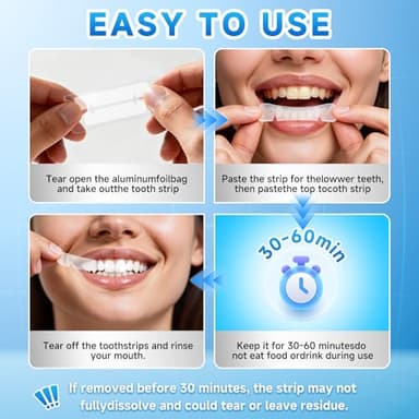 Milumber Teeth Whitening Strips for Sensitive, 42 Strips Whitener Safe Whitestrip, Deep Stains Removal Tooth Whitening, Enamel Safe Non-Slip Dry Strip Technology for Whiter Teeth, Mint - Image 3