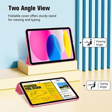 ProCase for iPad (A16) 11th Generation 11 Inch 2025/ iPad 10th Generation 10.9 Inch 2022 Case, Slim Smart Cover with Translucent Hard Shell Back, Supports Touch ID, Auto Wake/Sleep -Pink - Image 4