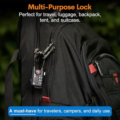 TSA Approved Cable Luggage Locks, Re-settable Combination with Alloy Body, Black 2 Locks. - Image 7