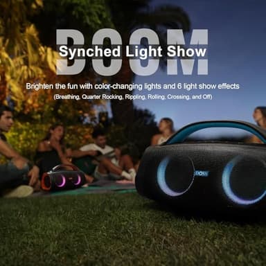 DOSS Extreme Boom Pro Loud Bluetooth Speaker with 100W Stereo Sound, Extra Bass, 20H Playtime, Party-Sync Led Lights, Built-in Power Bank, IPX6 Waterproof for Outdoor, Camping, Travel-Blue - Image 6