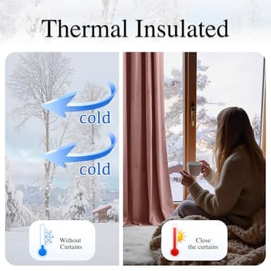 RYB HOME Mauve Velvet Curtains 2 Panels Set, Privacy Room Darkening Curtains & Drapes Thermal Insulated Window Treatmernt Luxury Holiday Decoration for Living Room Party Backdrops, W52 x L96 inches - Image 7