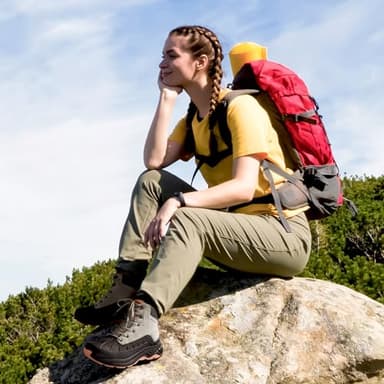 NORTIV 8 Women's Waterproof Hiking Boots Lightweight Outdoor Trekking Camping Trail Work Boots Duck Boots SNHB2312W Size11 Light Grey/Pink - Image 5